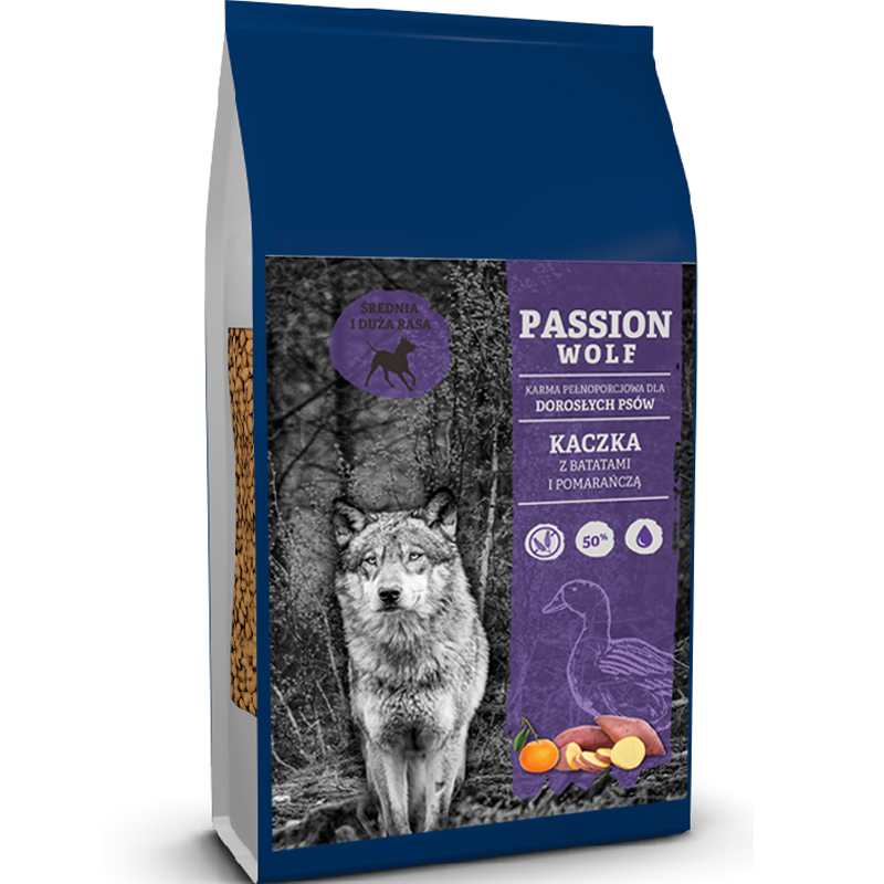 Passion Wolf Adult Medium Large Kaczka z Batatami i Pomarańczą 12kg