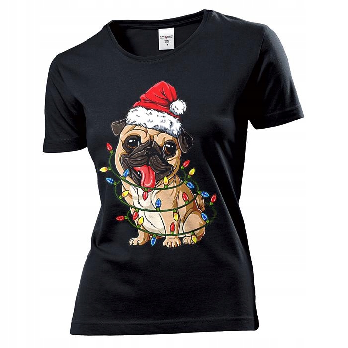 

Koszulka damska Pies Mops Pug Święta XXL