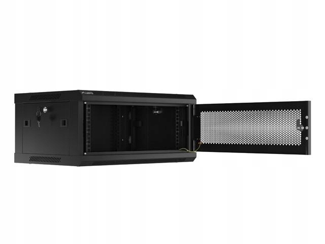 Szafa wisząca 19 cali 4U 600x450 drzwi perforowane flat pack czarna