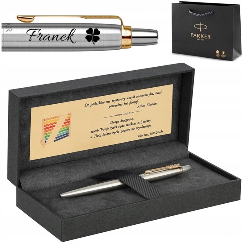 Długopis Parker Jotter Stalowy Metalowy Gt Grawer Kolorowa Tabliczka