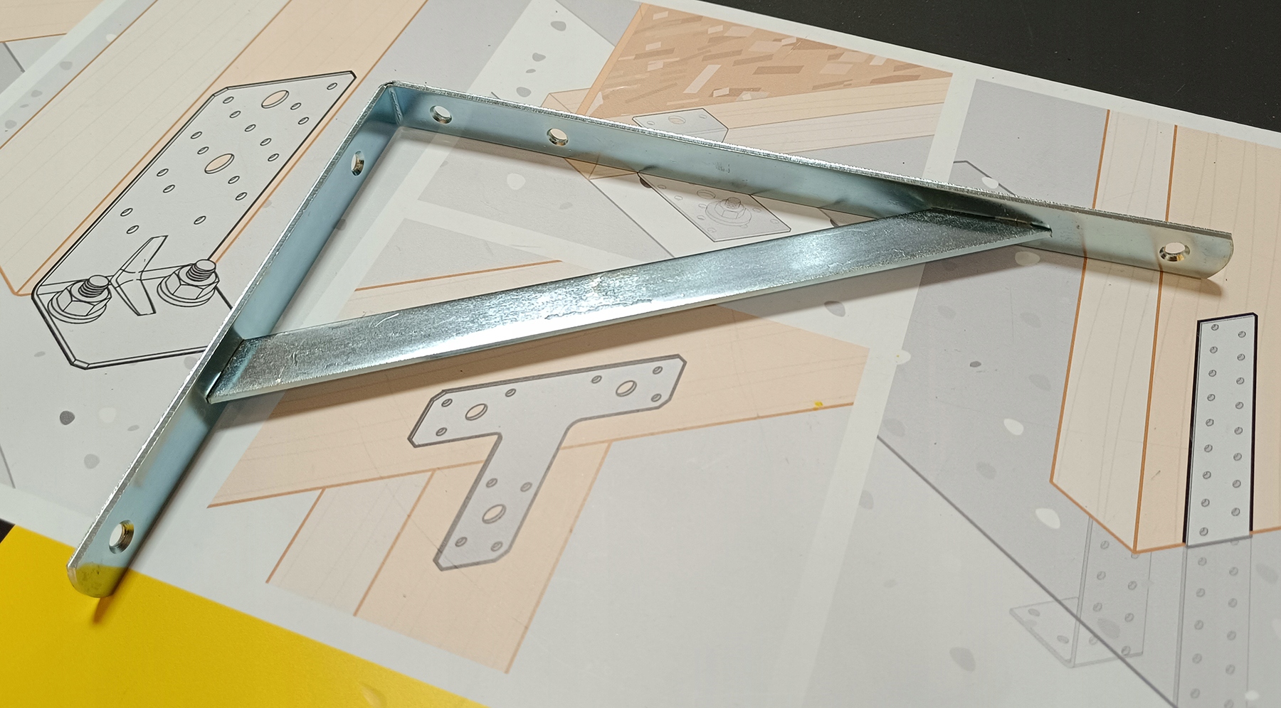 WZMOCNIONY KĄTOWNIK WSPORNIK PODPÓRKA UCHWYT PÓŁKI OCYNKOWANY PÓŁKĘ 30x20CM Długość 30 cm