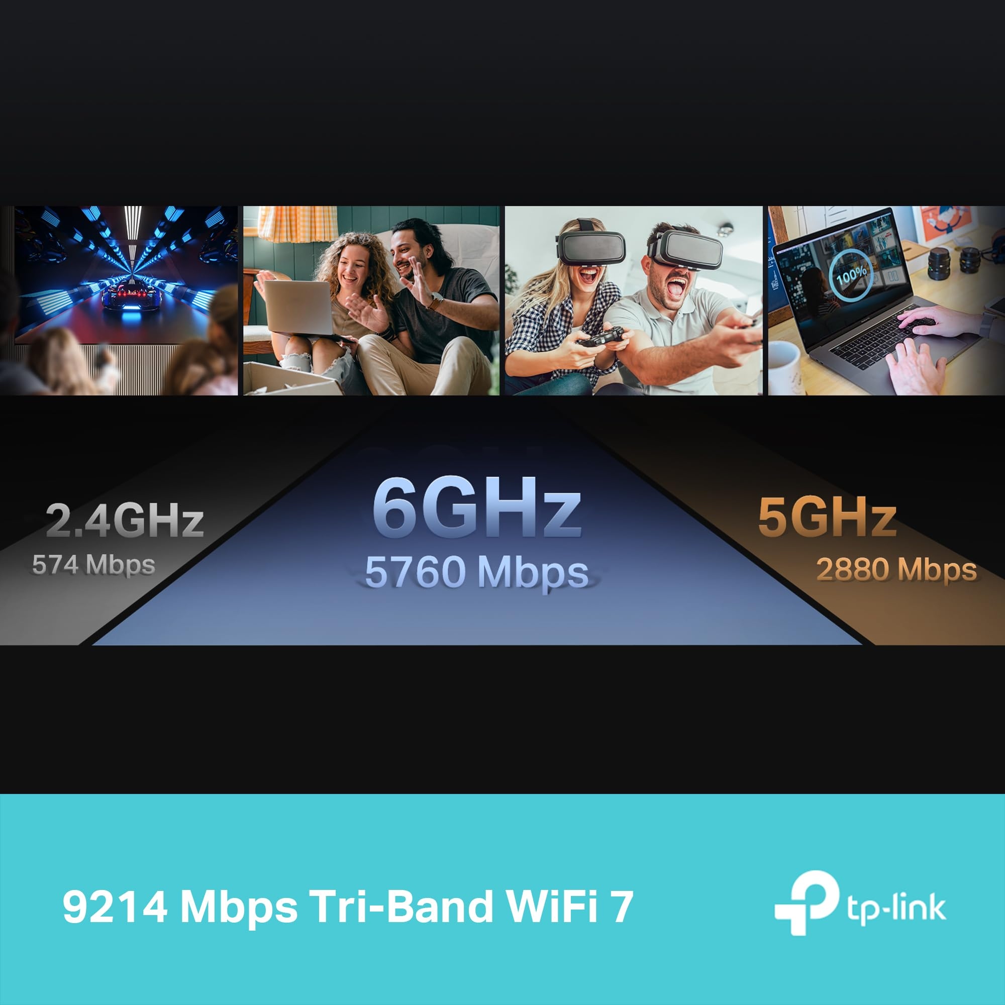 TP-LINK Router WiFi 7 Tri-Band BE9300 Archer BE550 6 Anten USB 3.0 VPN — miniatura 4