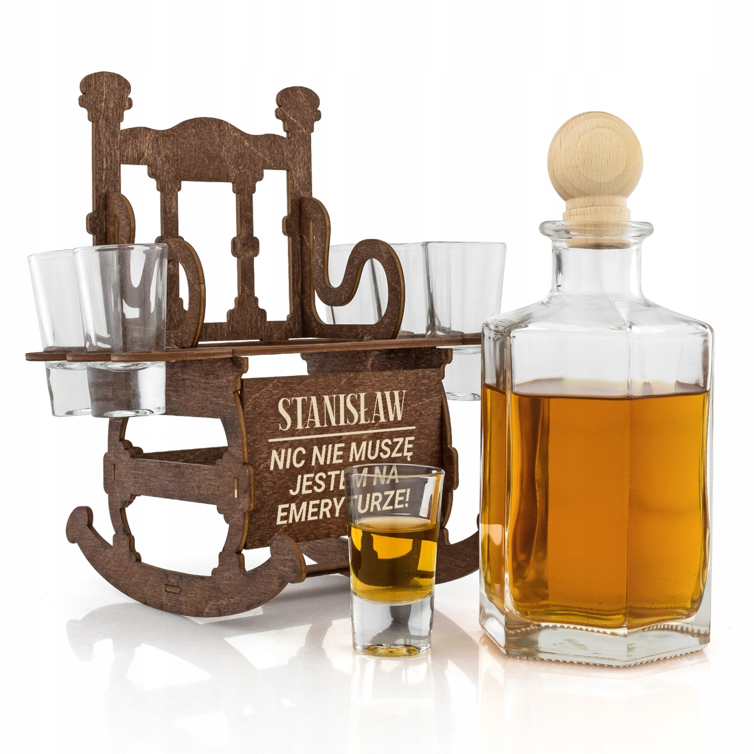 Karafka Fotel Bujany z Grawerem na Emeryturę dla Emeryta Kolegi