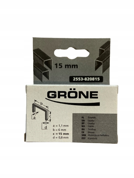 Zszywki stalowe 15 mm - 500 szt. Marka Grone