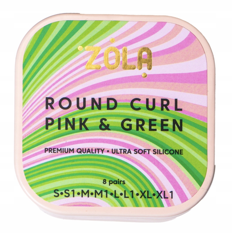 Formy silikonowe do laminacji rzęs round curl pink & green wałeczki Zola