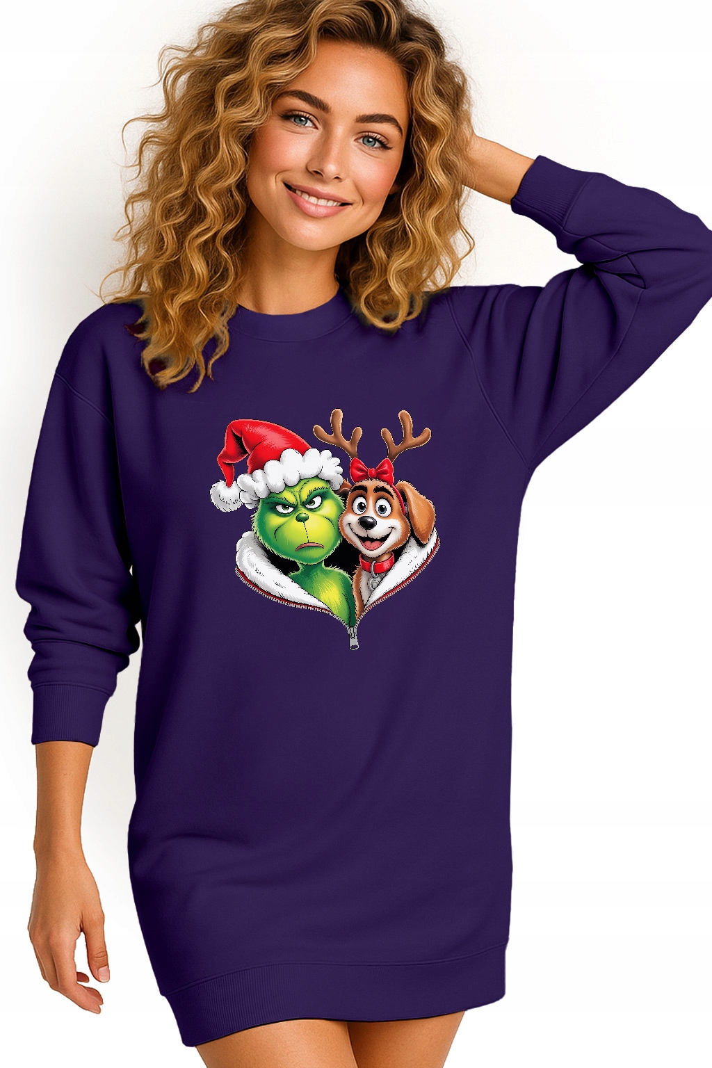 Mikina Vánoční Oversize Šaty Grinch Sob Dárek Vánoce XL