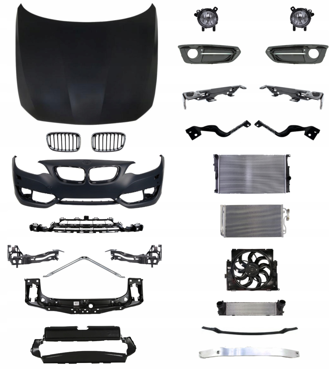 BMW 2 Sport F22 13-16 Zderzak Pas Maska Belka ZESTAW CZĘŚCI