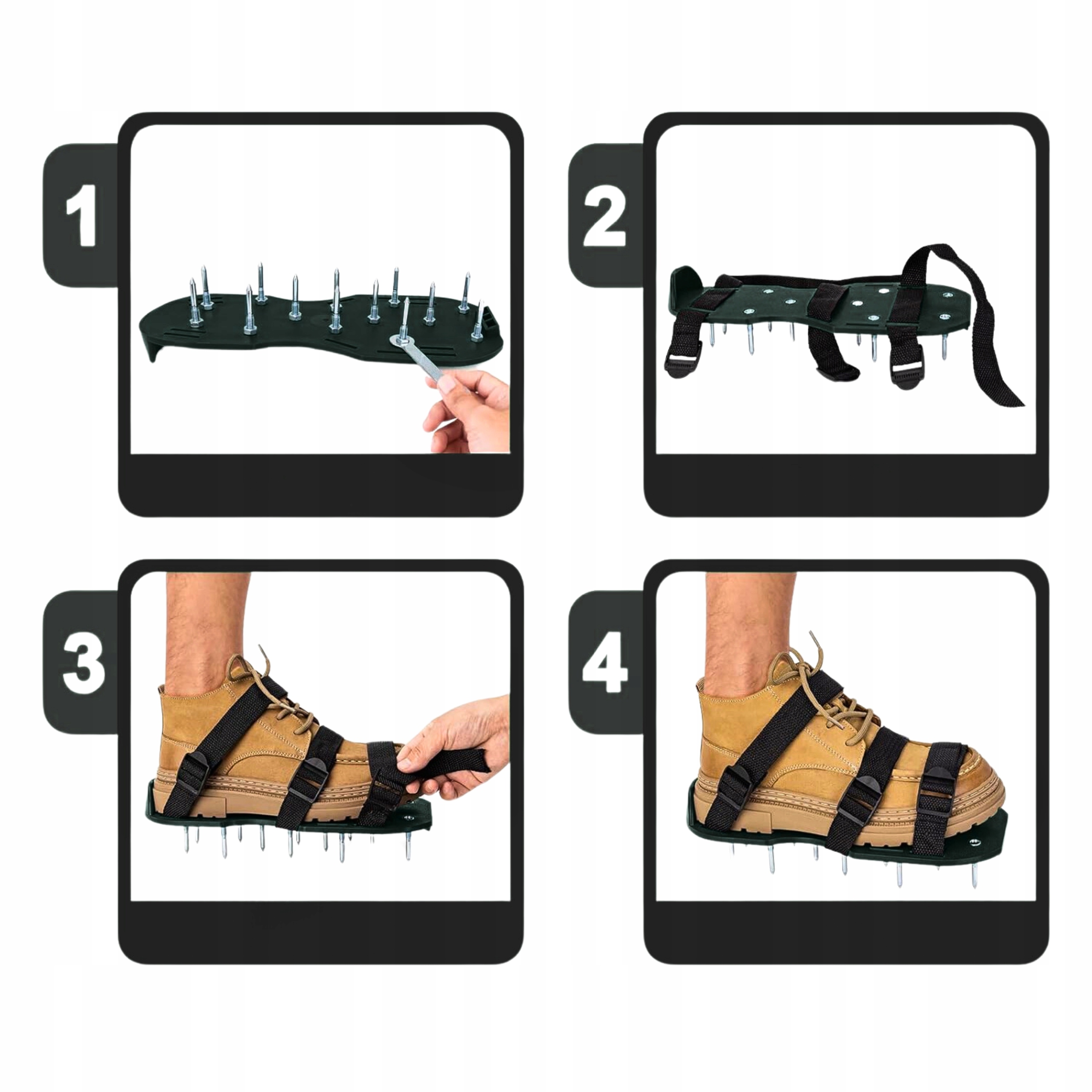 AERATOR OGRODOWY NAKŁADKI NA BUTY Z KOLCAMI DO NAPOWIETRZANIA AREATOR TRAWY Zasilanie ręczne