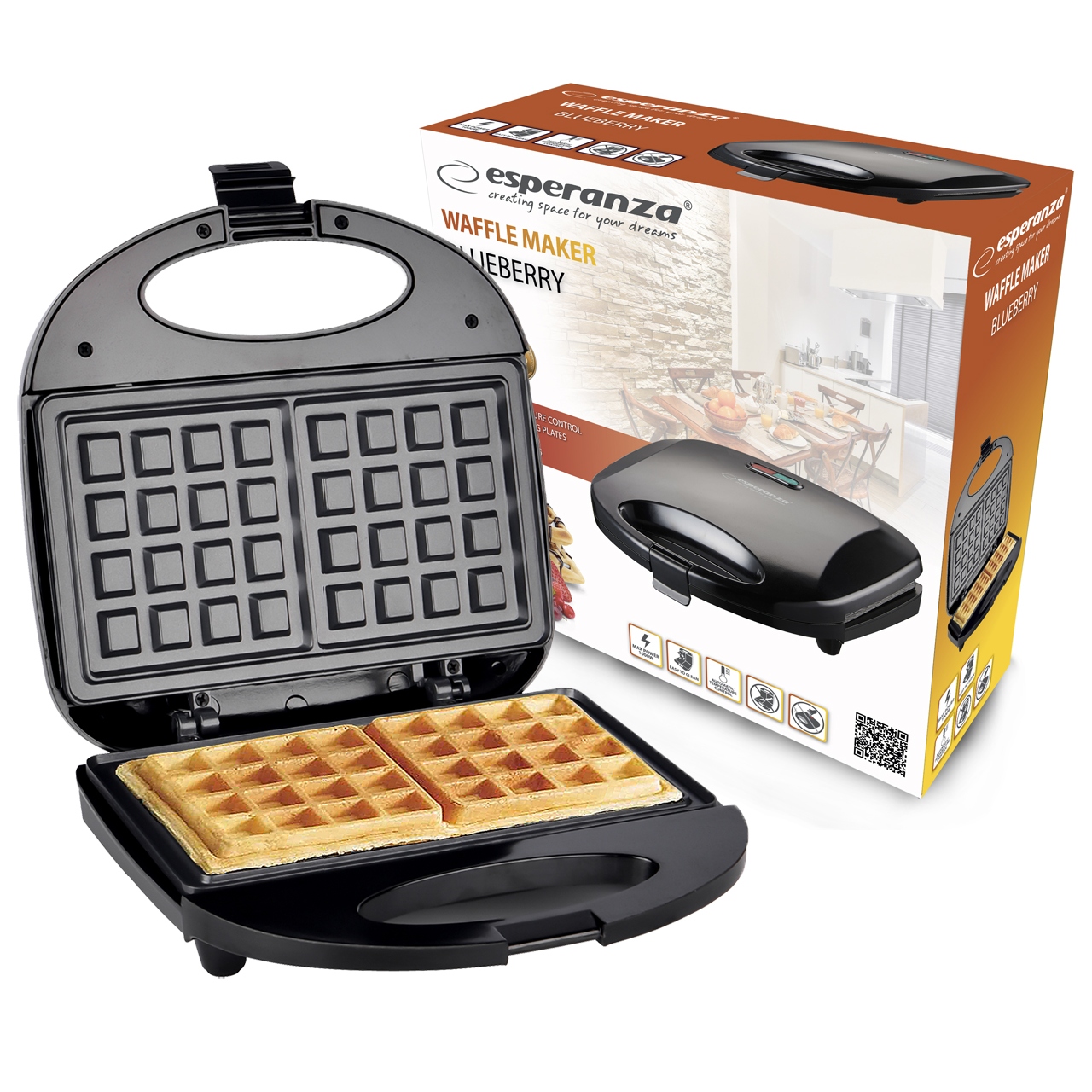 

Esperanza Gofrownica 1000W Duże Gofry Waflownica