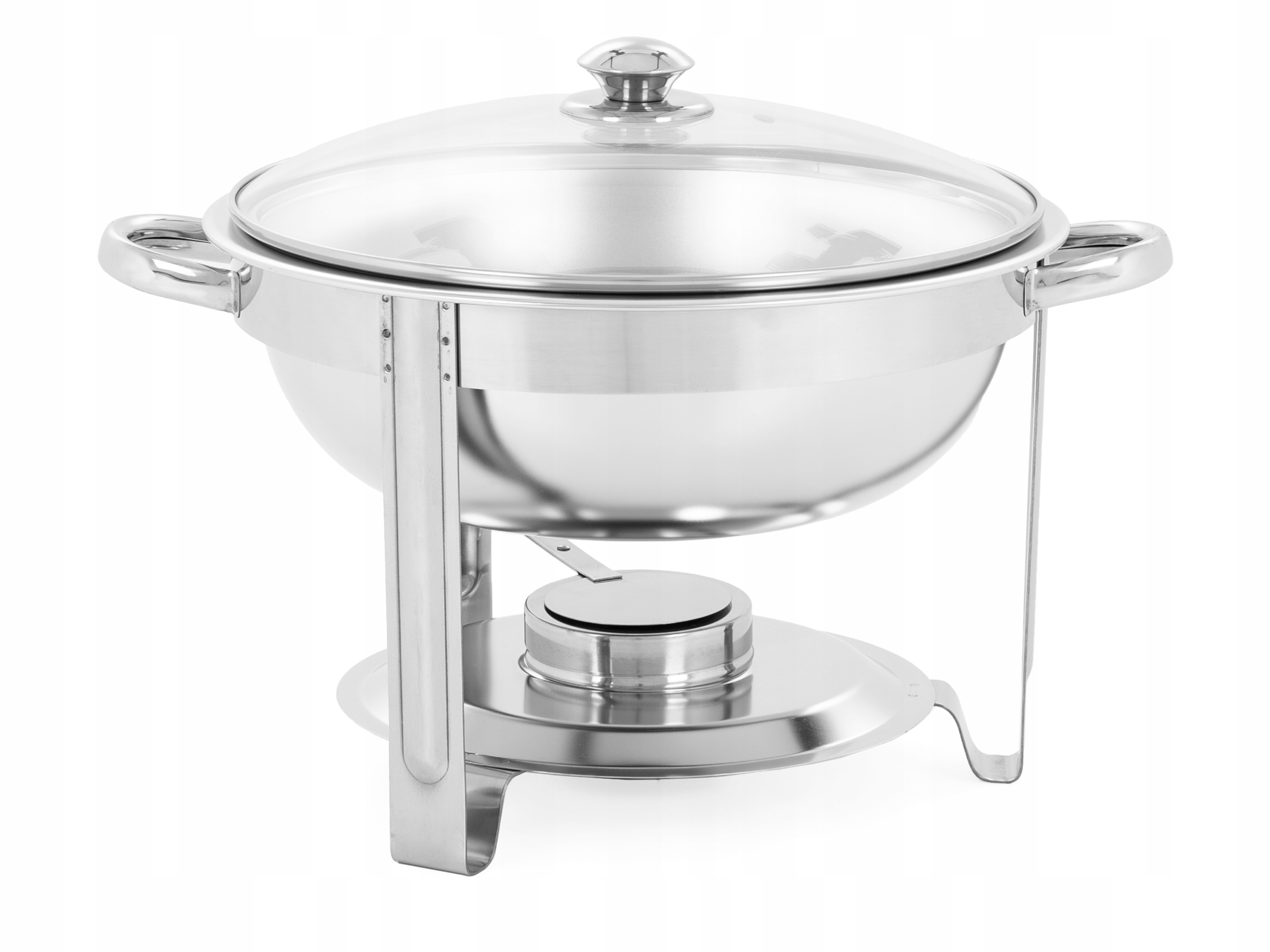 PODGRZEWACZ OKRĄGŁY DO POTRAW SZKLANA POKRYWA 5 L STAL NIERDZEWNA TECHNICA Model Silver Line