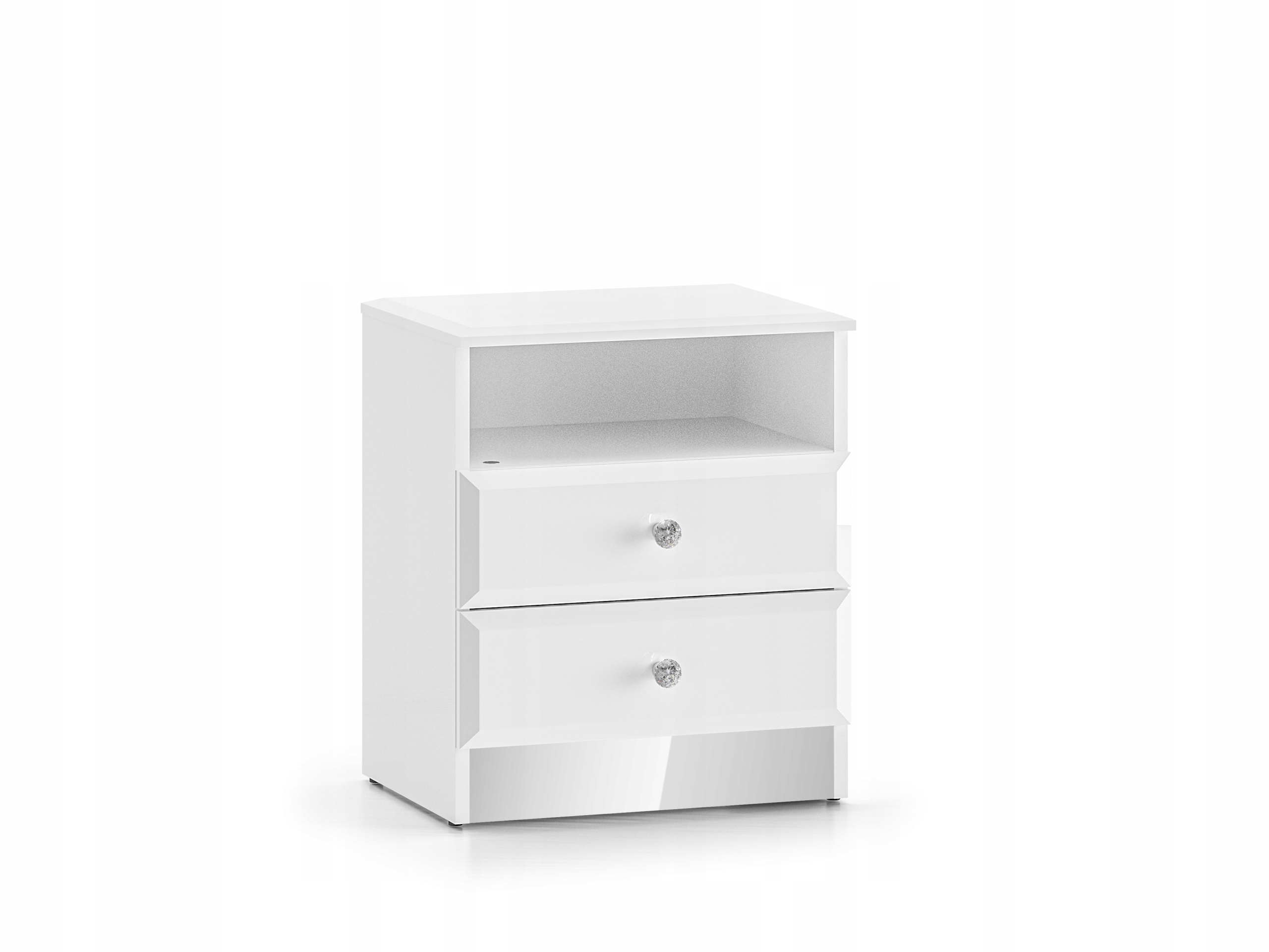 Noční Stolek Glamour 04 Bílý Lesk Mat Moderní skříňka do ložnice