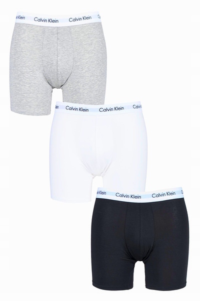 Bokserki męskie Calvin Klein 3-pak L biały, czarny, szary długie nogawki