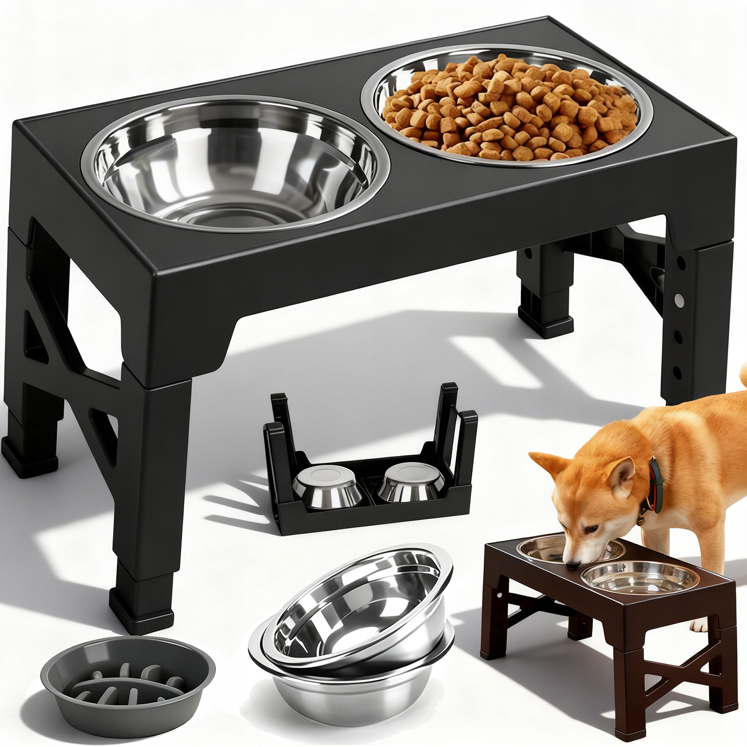 Levně Stojany Na Krmivo Pro Kočky A Psy S Nastavitelnou Výškou, Velká Kapacita