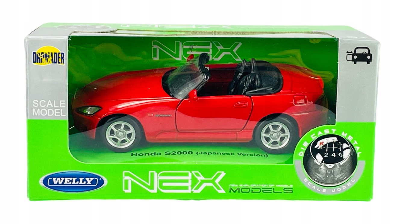 WELLY HONDA S2000 JAPANESE VERSION CZERWONY 1:34 NOWY METALOWY MODEL Materiał metal plastik