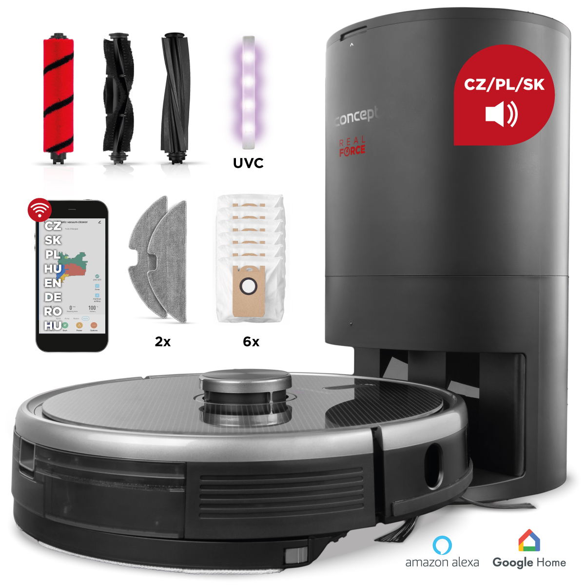 Robot sprzątający z stacją 5W1 MOP WiFi Aplikacja