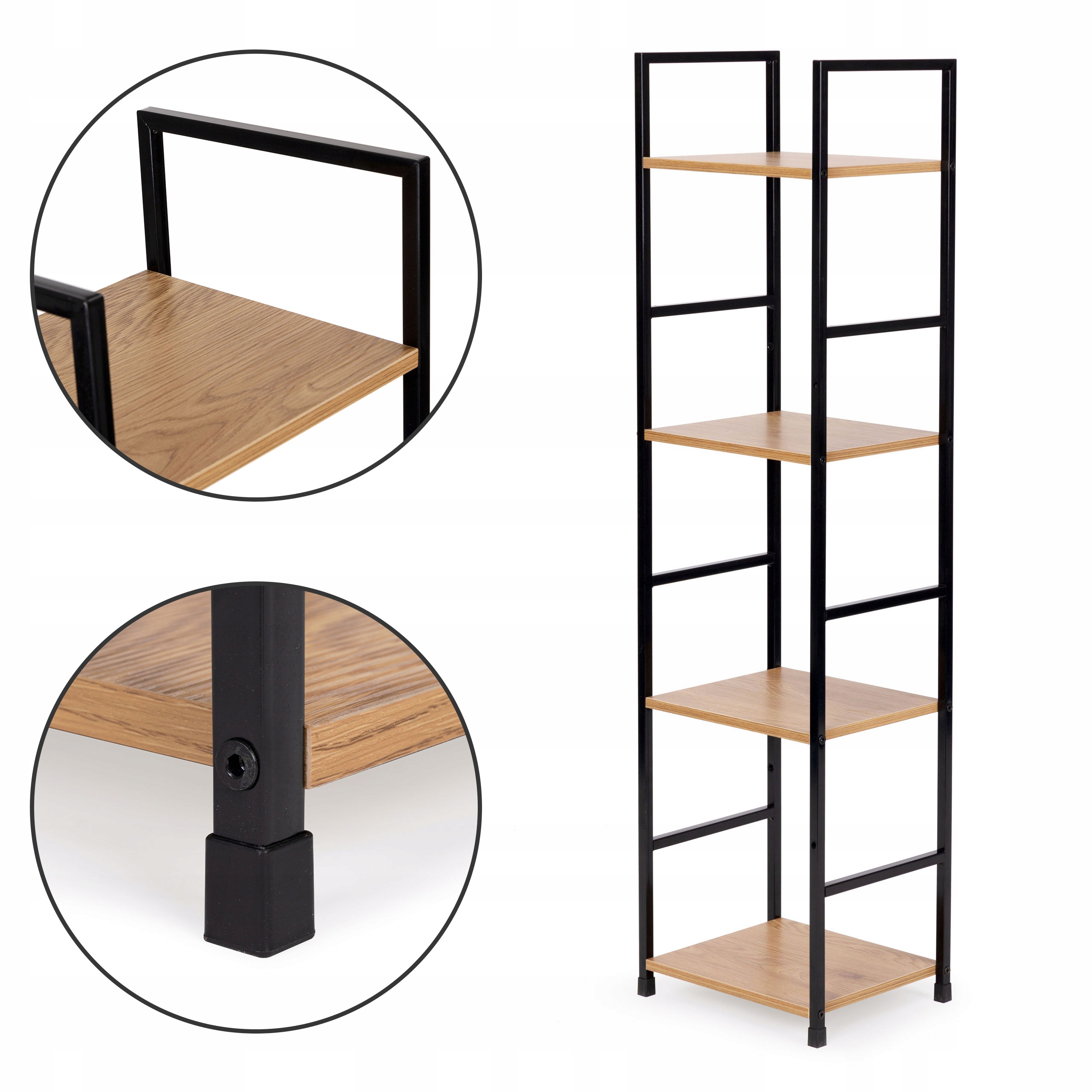 Regał Drewniany Na Książki Zabawki Łazienkowy Metalowy Stelaż 4 Półki 113cm Marka GC