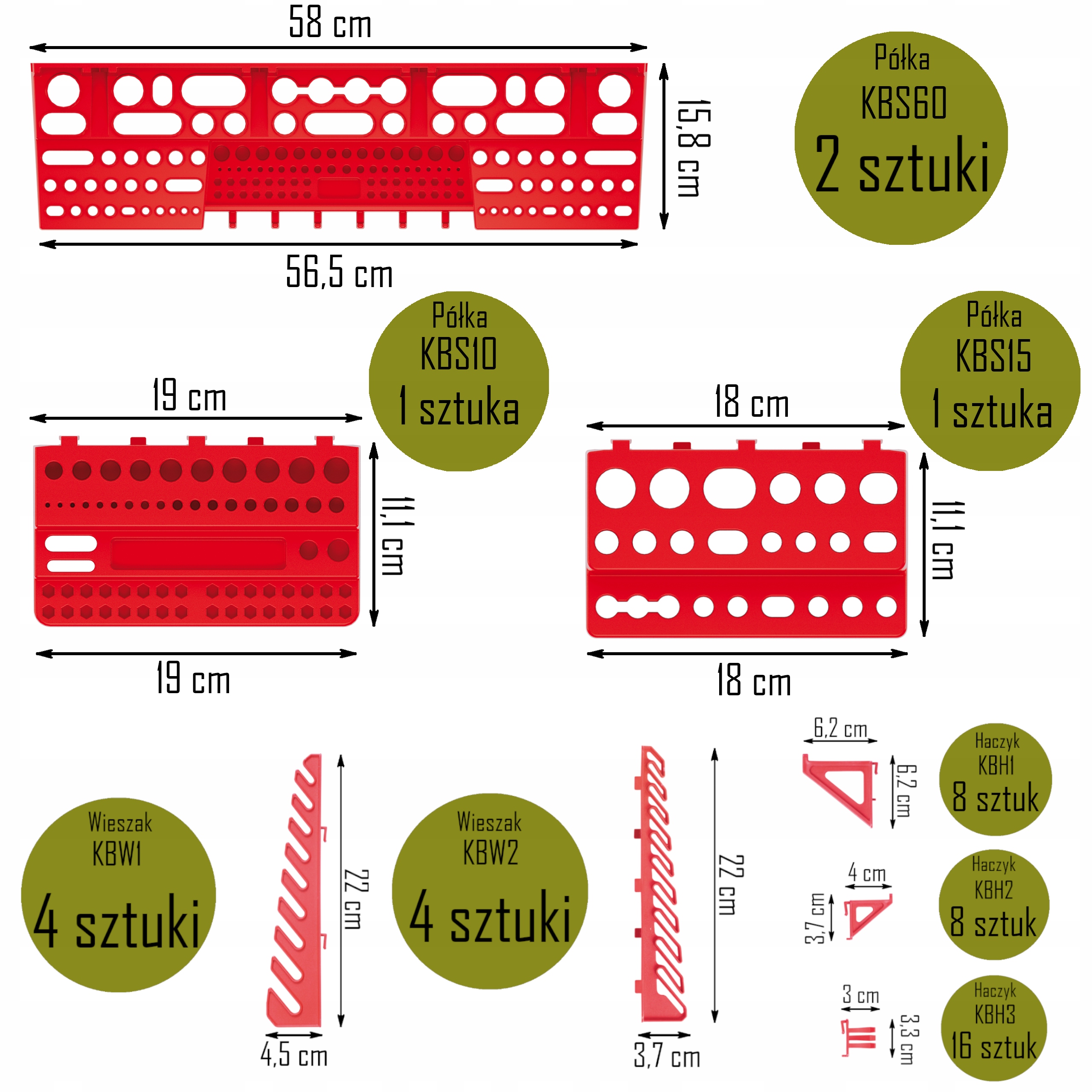 Tablica ścianka narzędziowa 115x117cm 85 kuwet Rodzaj organizer otwarty