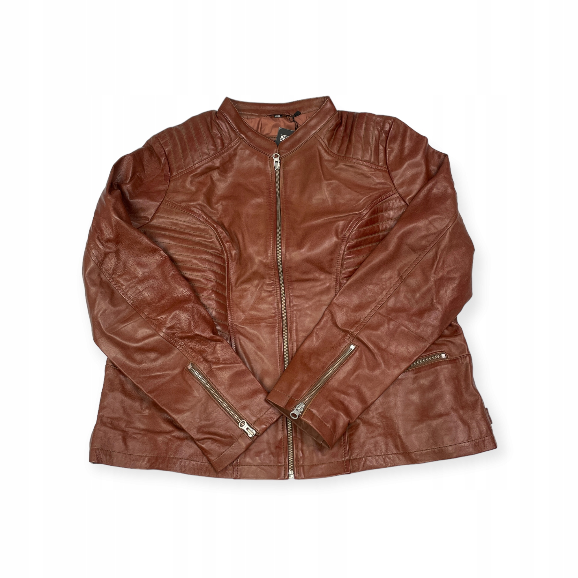 Dámská hnědá kožená bunda Real Leather 2XL