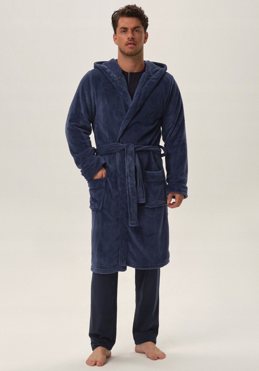 Ciepły SZLAFROK MĘSKI z kapturem HENDERSON Soft XL Model H141940