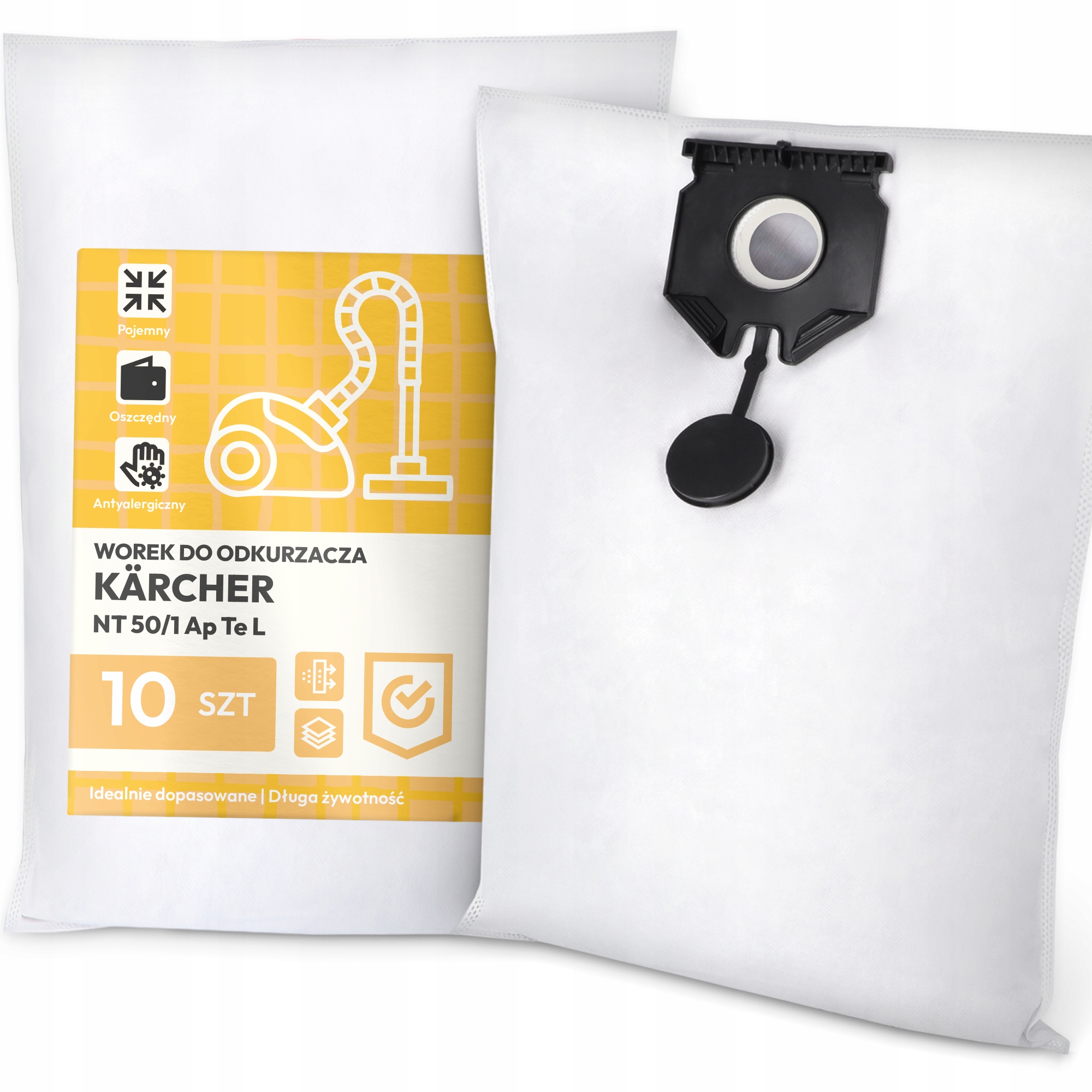 10 x Sáček Do Vysavače Kärcher Nt 50/1 Ap Te L Syntetický Odolný Work G9