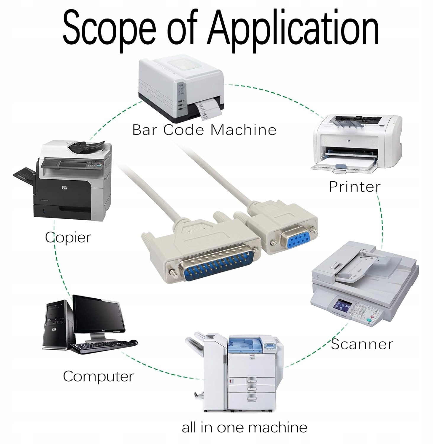 Kabel do Drukarki DB9 RS232 do DB25 1,5m Producent Inna