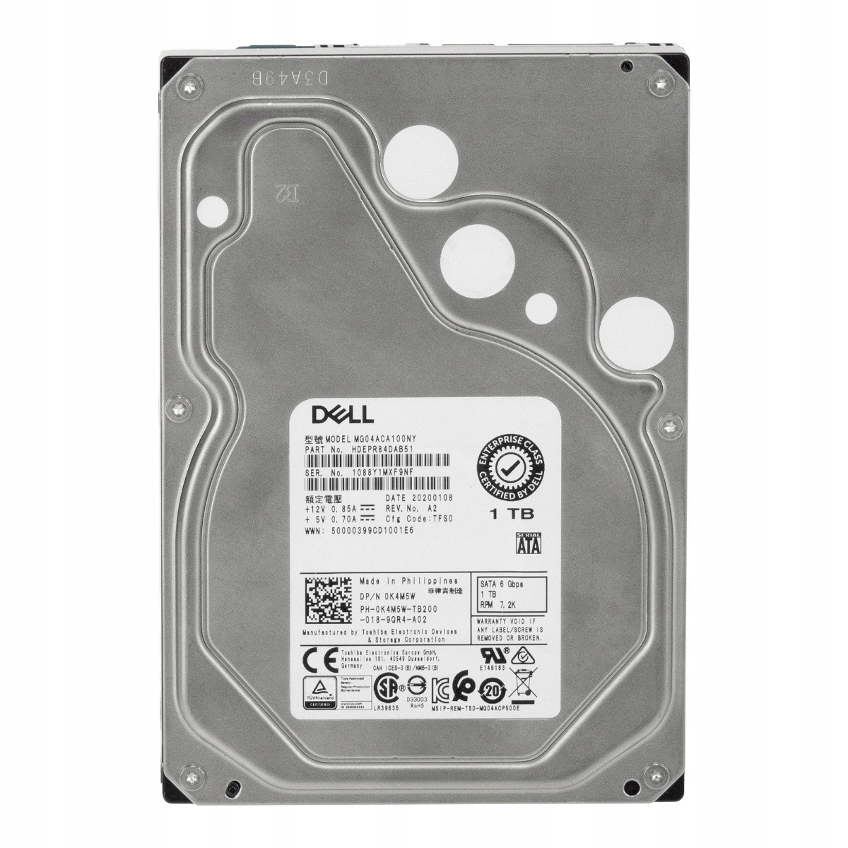 Dell 0K4M5W 1TB 7.2K 64MB Sata III 3.5'' MG04ACA100NY