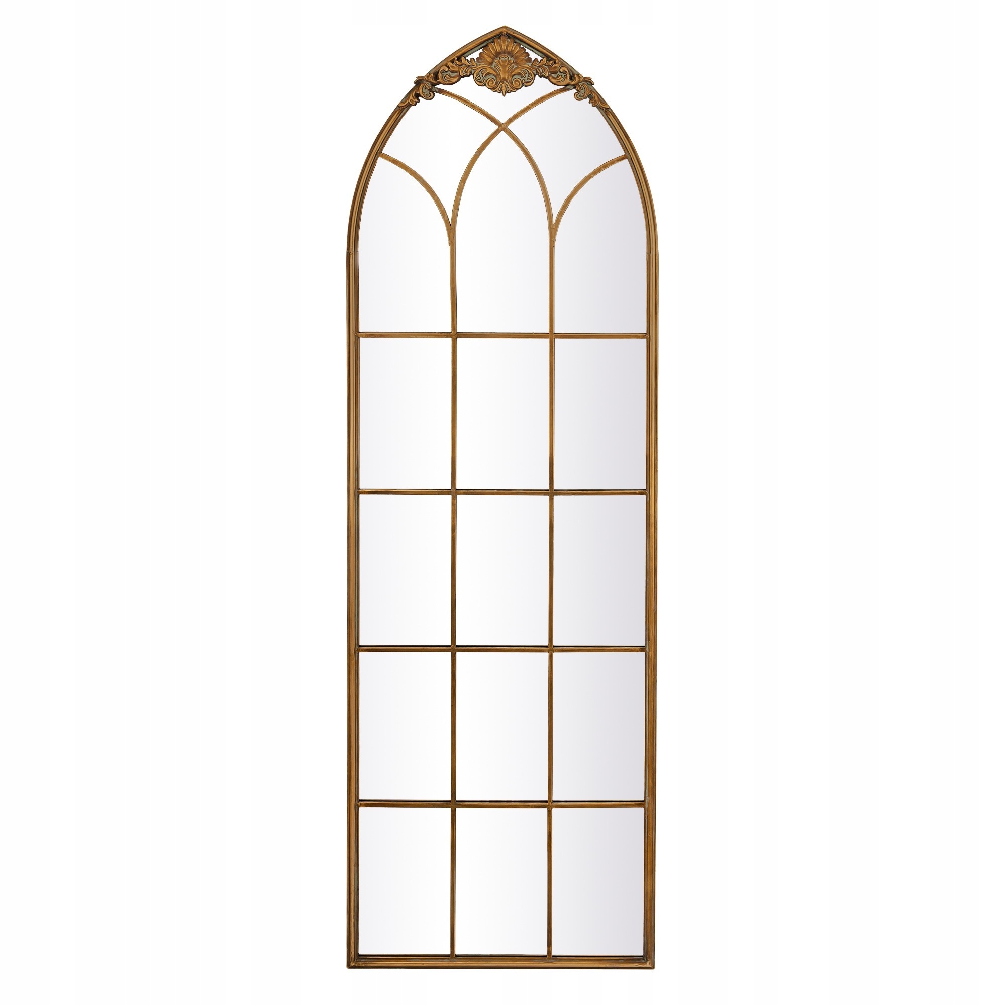 Zlaté dekoratívne zrkadlo Okiennica Typ Okno Gotické Oblúkové 156 cm