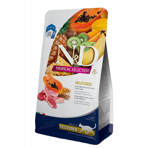 Levně Farmina N&d Tropical 1,5 kg Suché Krmivo s jehněčím masem pro kočky po kastraci