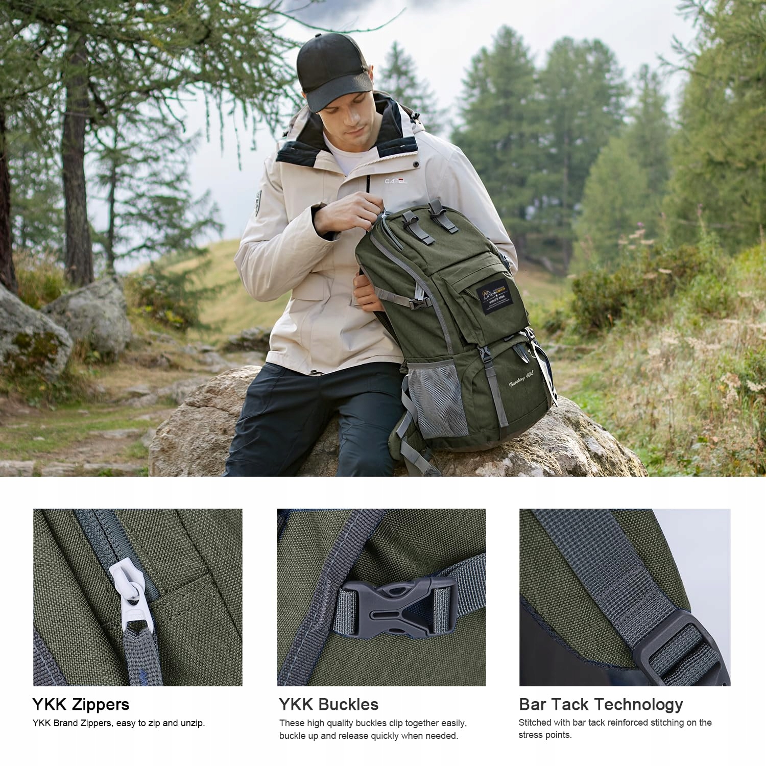 MOUNTAINTOP Plecak Trekkingowy 40L Dla Mężczyzn i Kobiet — miniatura 8