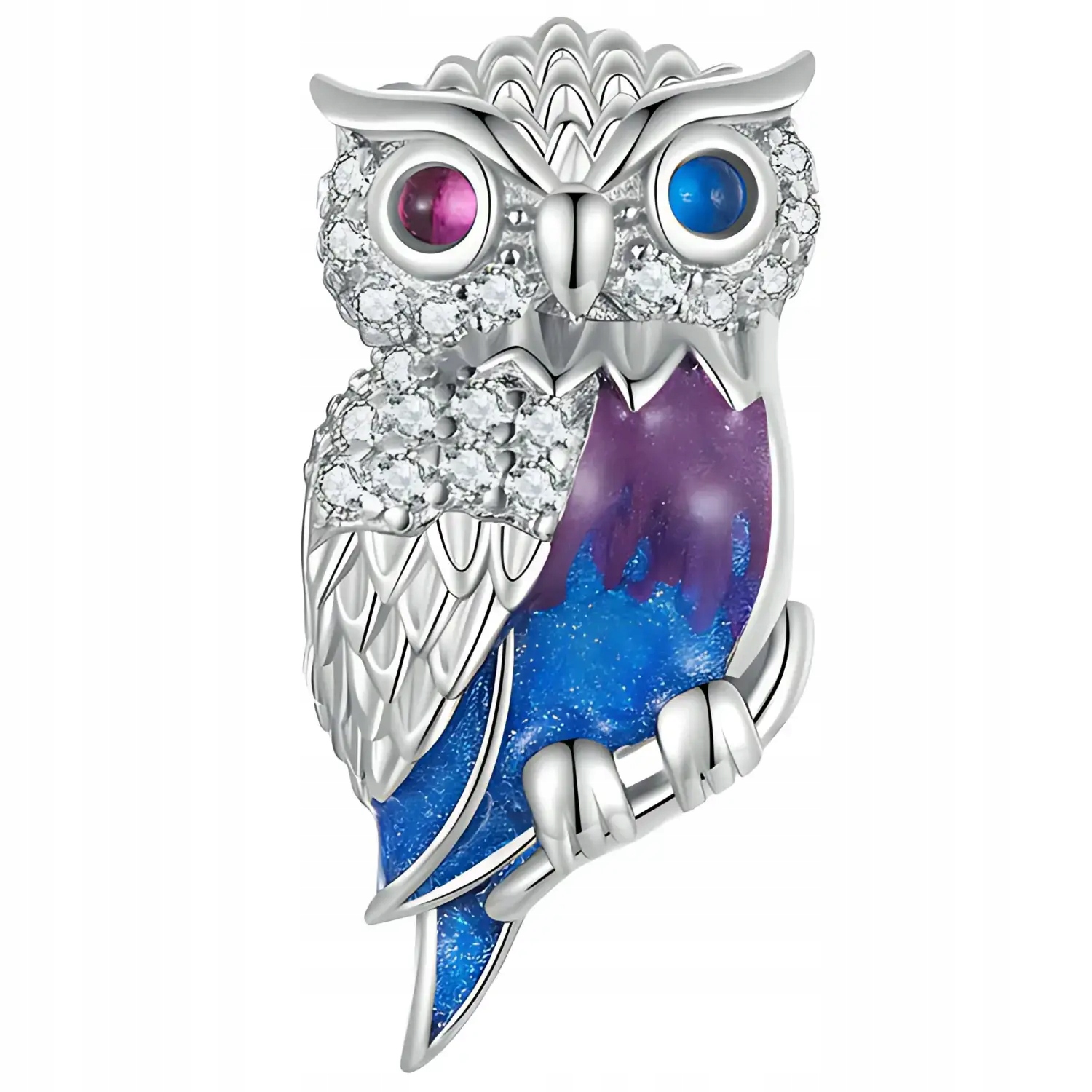 Charms Přívěsek Stříbro 925 Sova Granátově fialová Symbol moudrosti Sovička