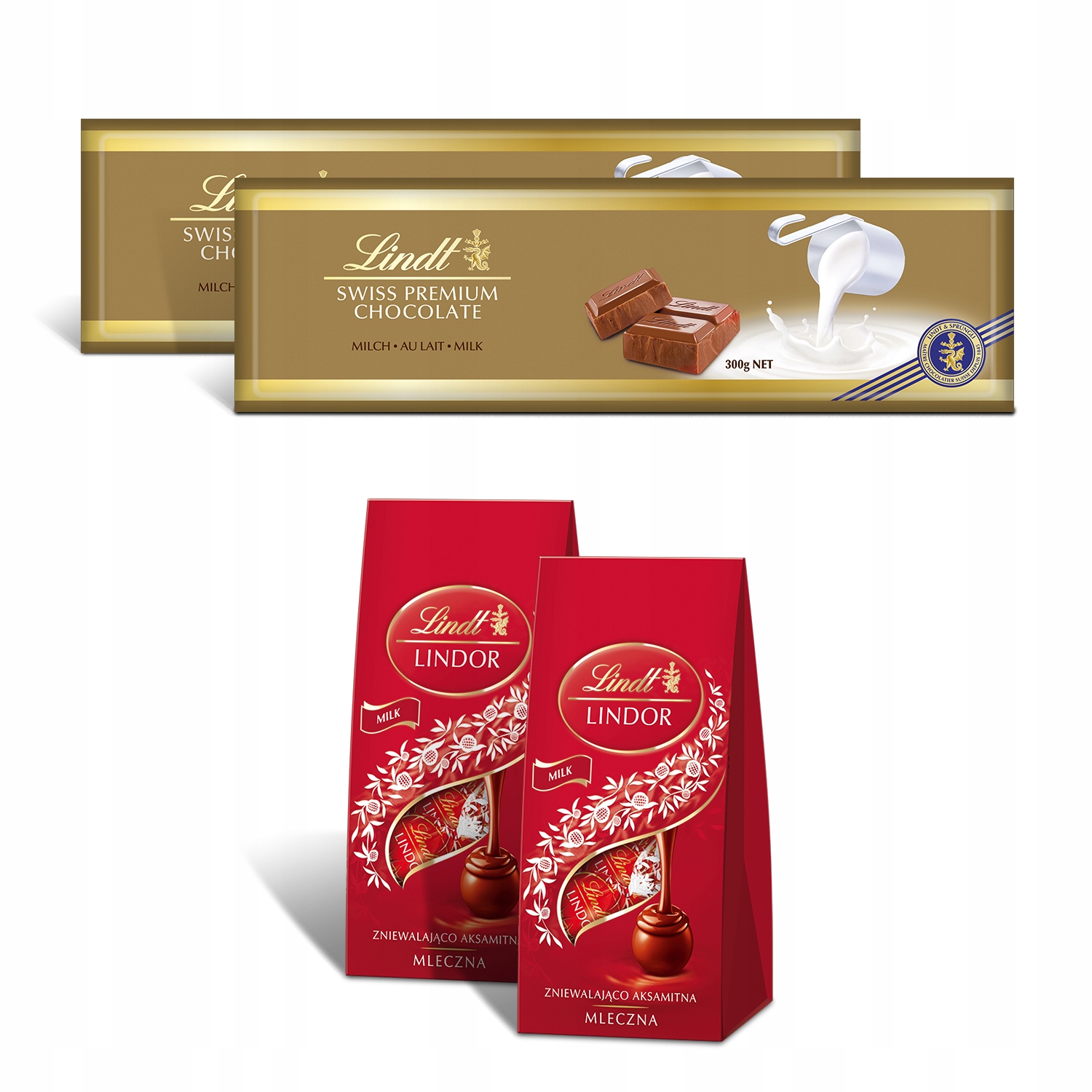 Lindt Swiss Czekolada 2x300g praliny Lindor 2x100g zestaw