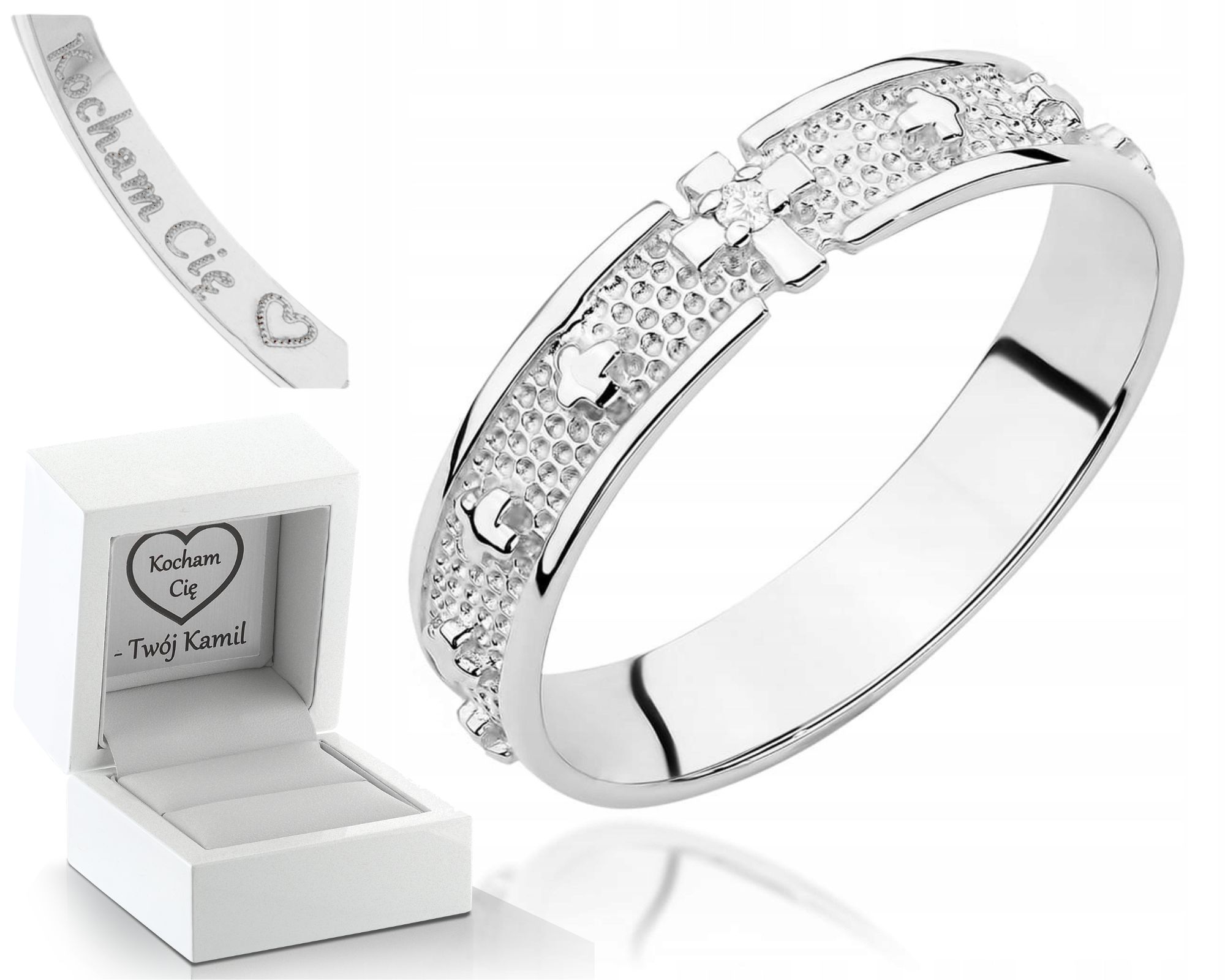 Růženec Prstýnek 585 Bílé Zlato S Diamantem A Briliantem, Každá Velikost