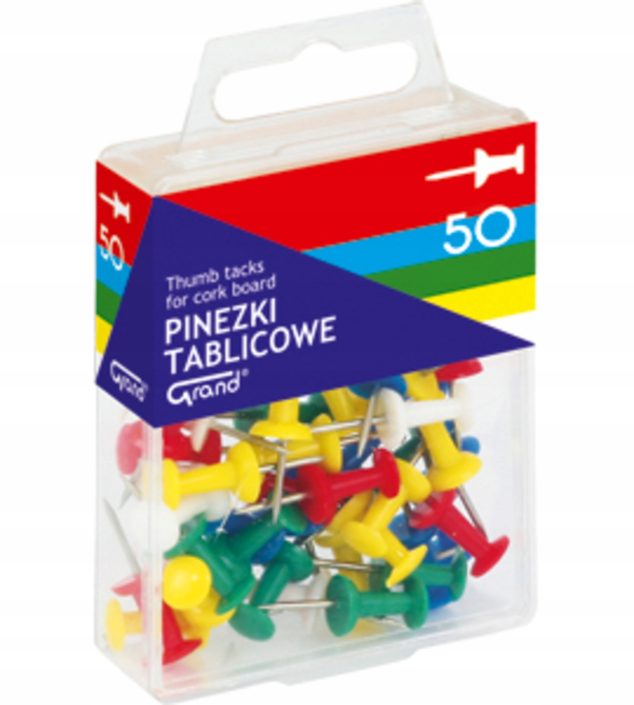 

Pinezki Tablicowe Kolorowe Grand 50 Sztuk