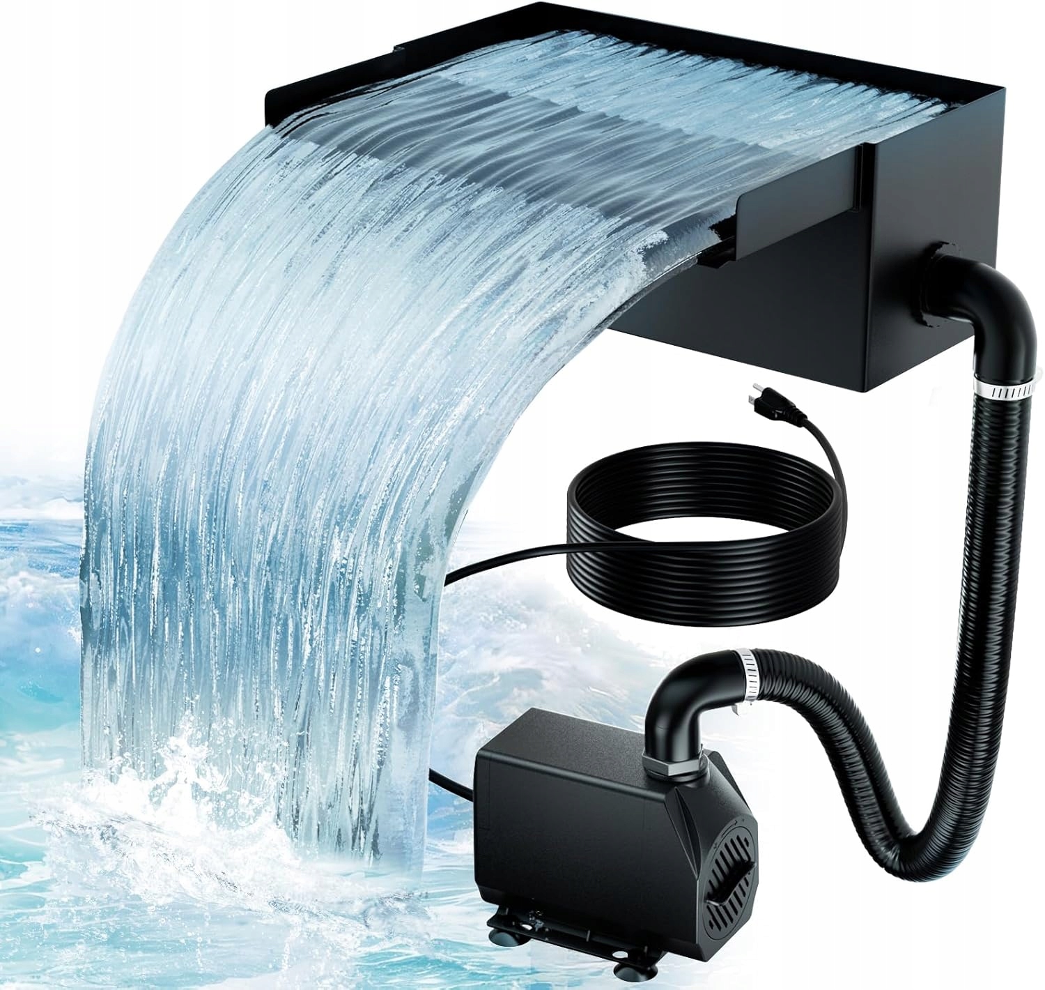 Vodopád do jazierka Biling 20 cm nerezová oceľ, pumpa 40 W 2500 L/h