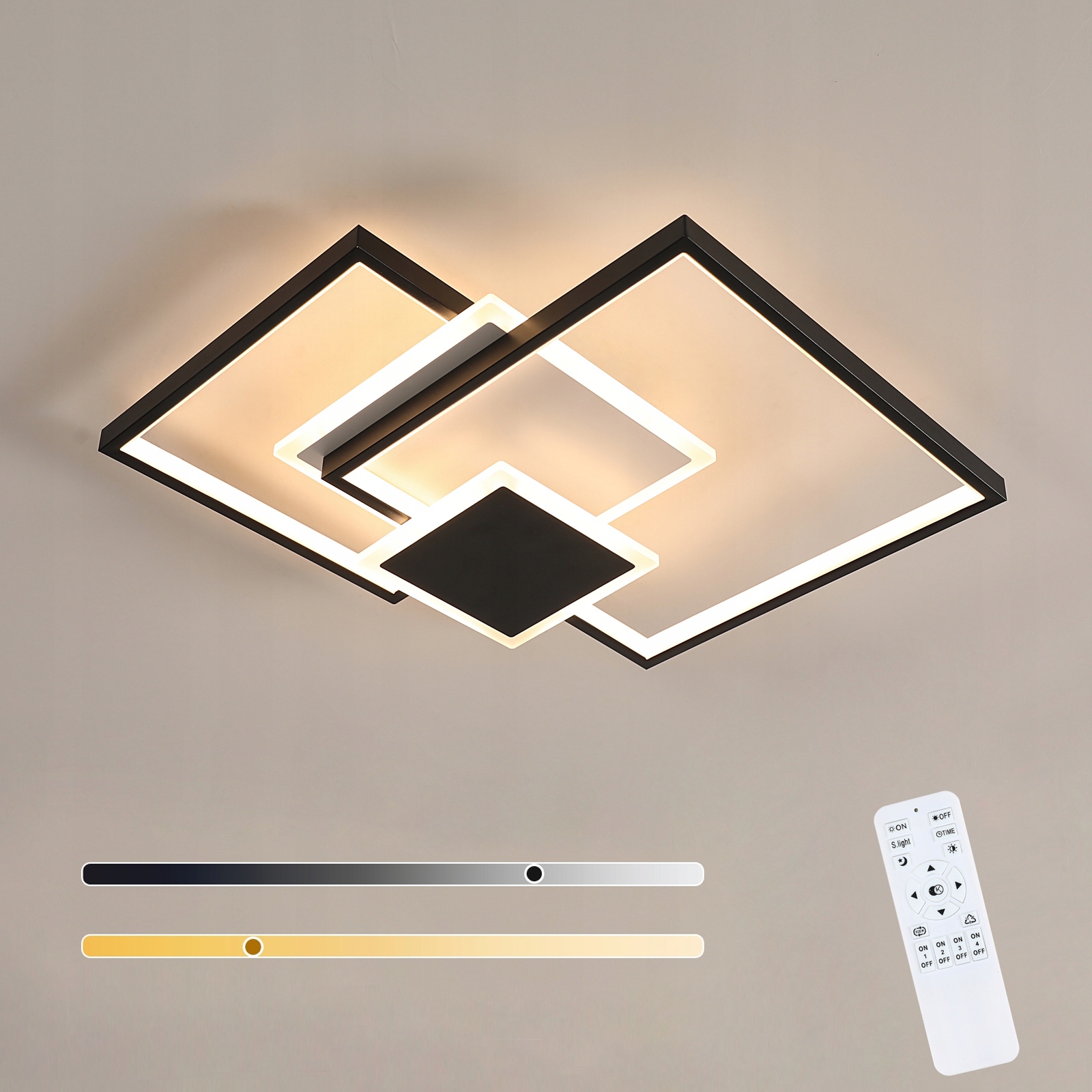 Lampa Sufitowa Led Wisząca Żyrandol Czarna Z Pilotem Nowoczesny Kuchni 36W