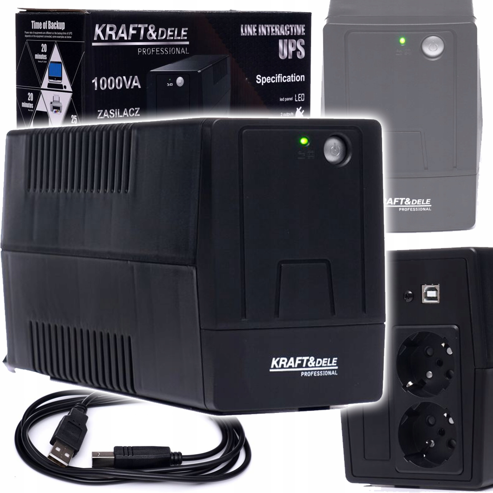 Zasilacz UPS Kraft&Dele KD-1927 1000 VA 600 W