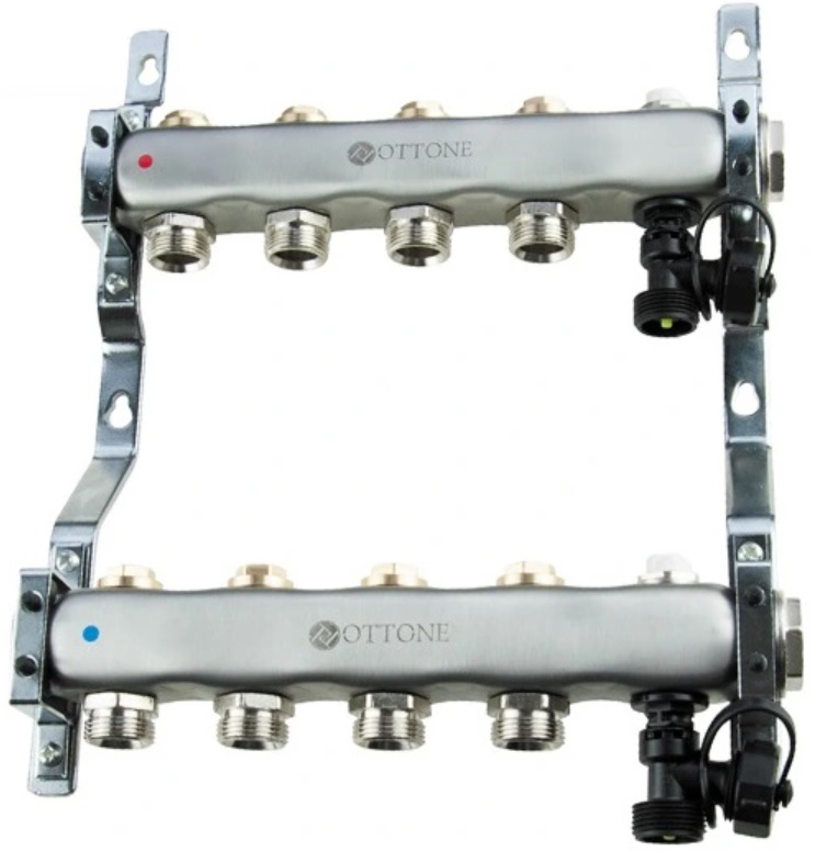 ROZDZIELACZ NIERDZEWNY 4 Z ZAWORAMI ODCINAJĄCYMI