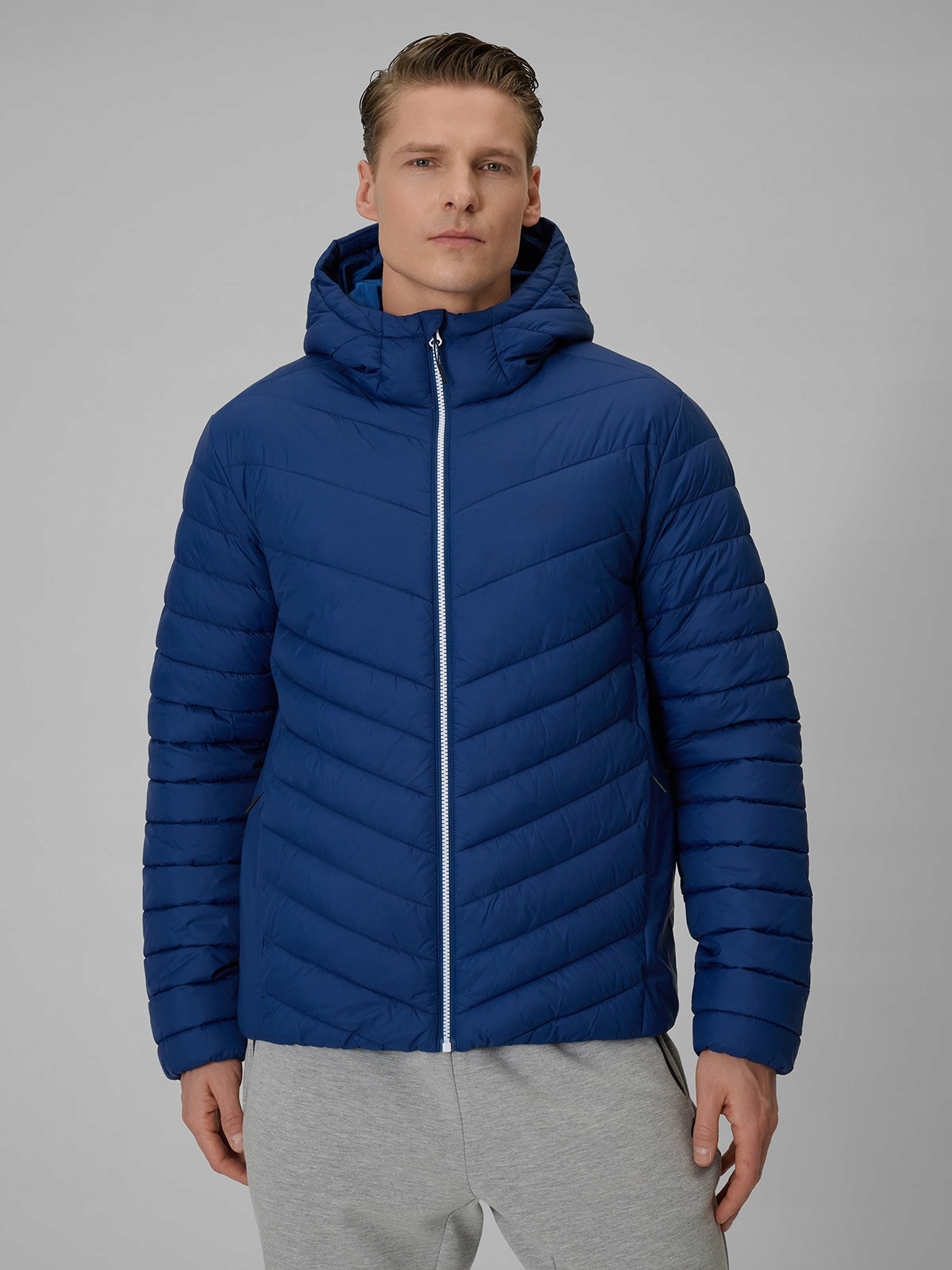 4F Pánská Bunda Tmavě Modrá, Pravidelná, Hydrofobní