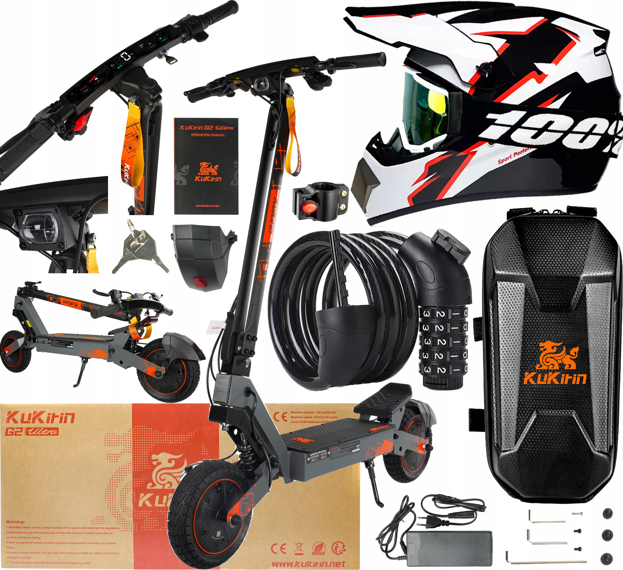 Elektrická vozidla KuKirin G2 Ultra 1600W 48V 18Ah 50KM/H 55KM 3 dárky