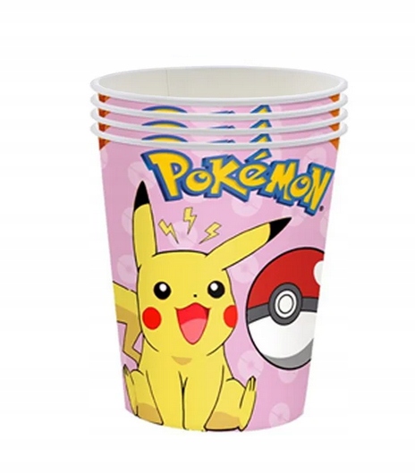 NOWOŚĆ POKEMON ZESTAW RÓŻOWY URODZINOWY TALERZYKI KUBKI PIKACHU POKEBALL Marka inna marka