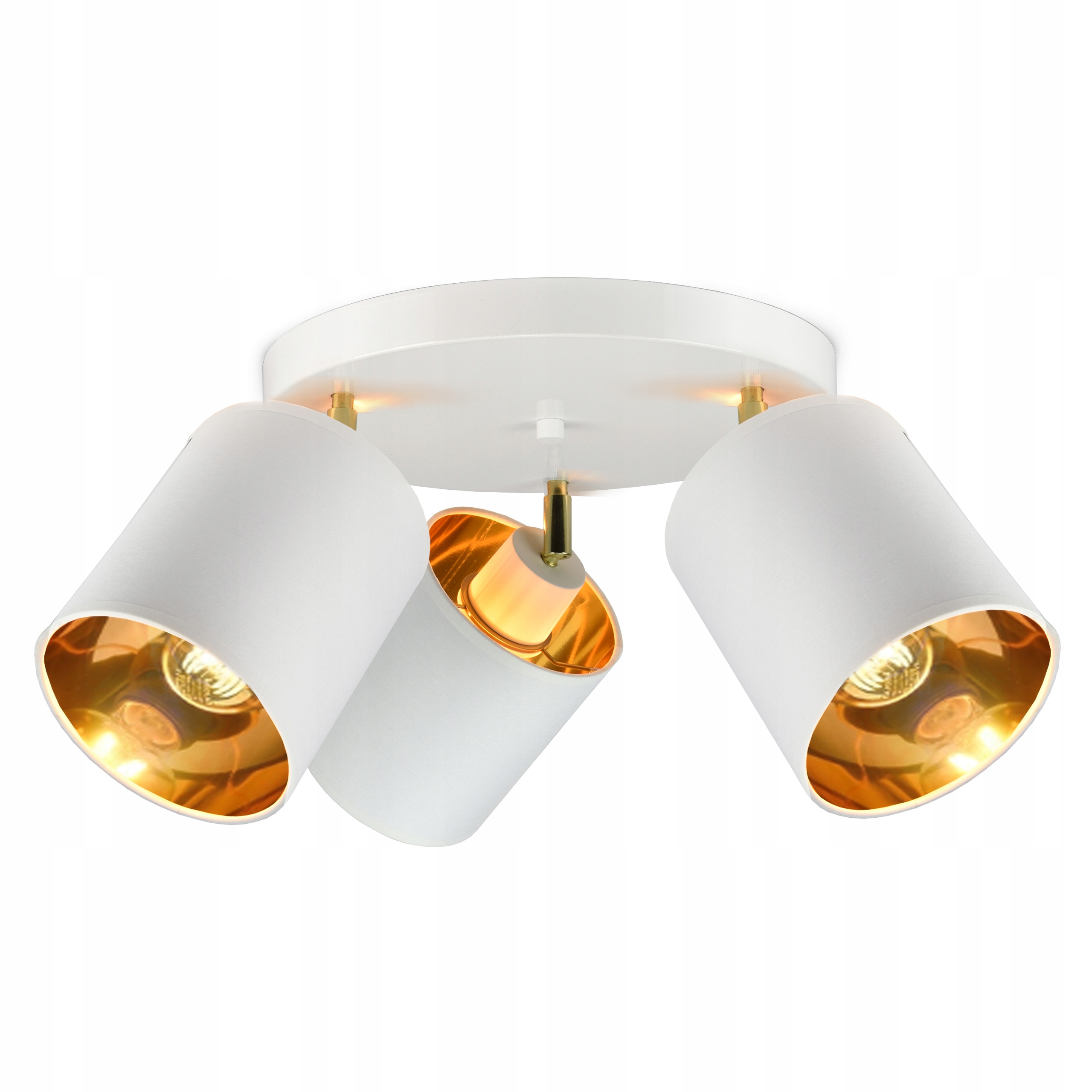

Lampa Plafon Żyrandol Ruchome Abażury Biały Złoty