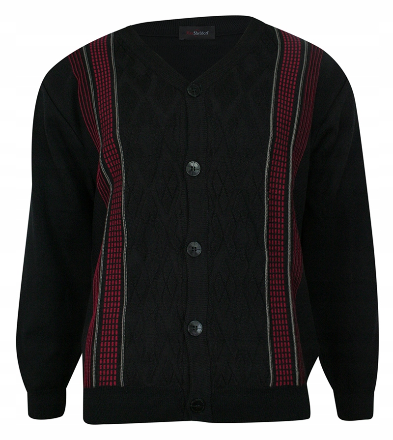 Černo-červený svetr Kardigan Max Sheldon M