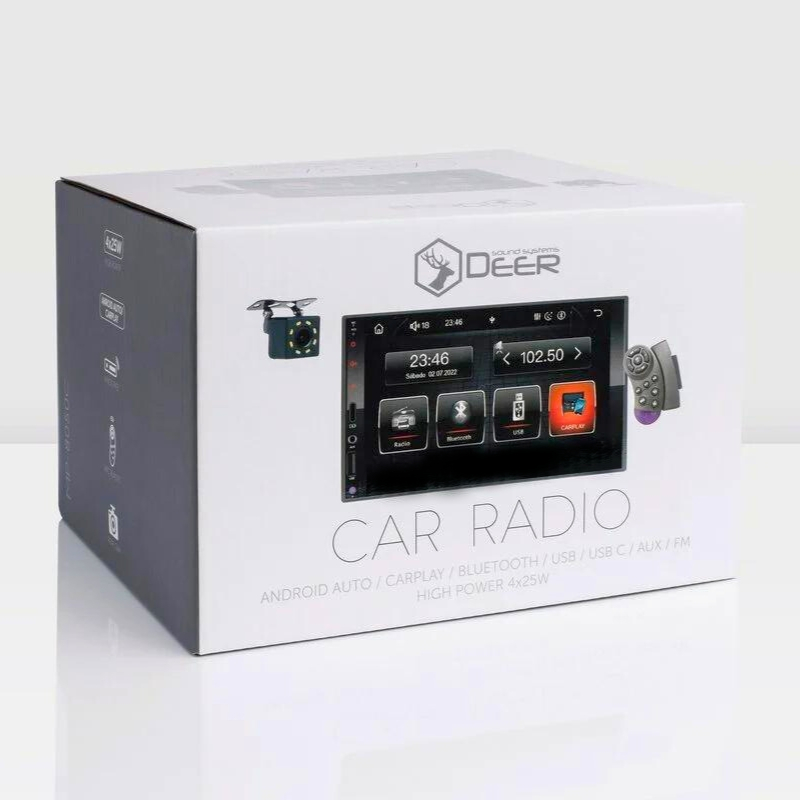 RADIO SAMOCHODOWE 2 DIN BLUETOOTH DOTYK ANDROID AUTO CARPLAY USB-C MIKROFON Szerokość produktu 18 cm