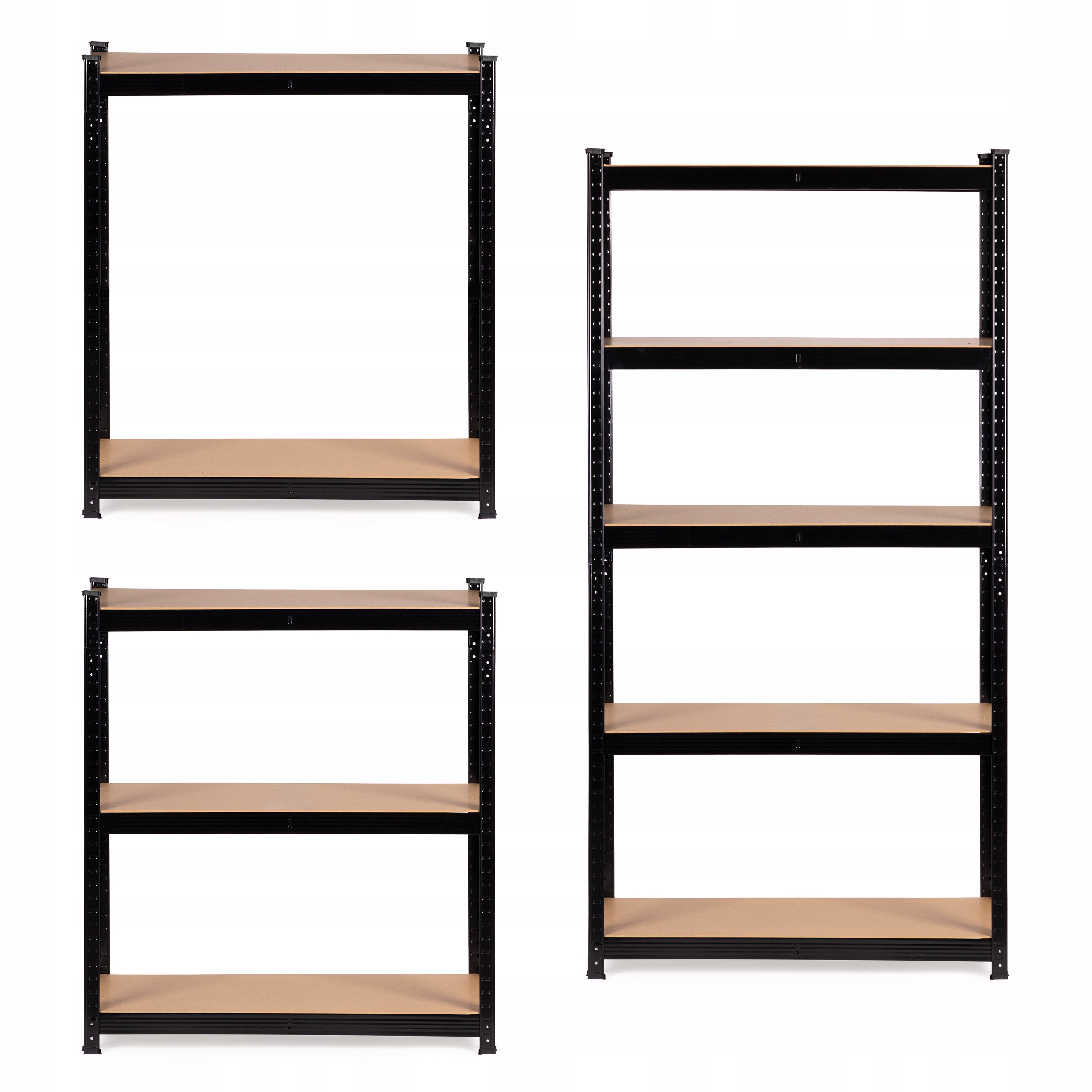 

Regał magazynowy metalowy 2w1 czarny 150x75x30 cm