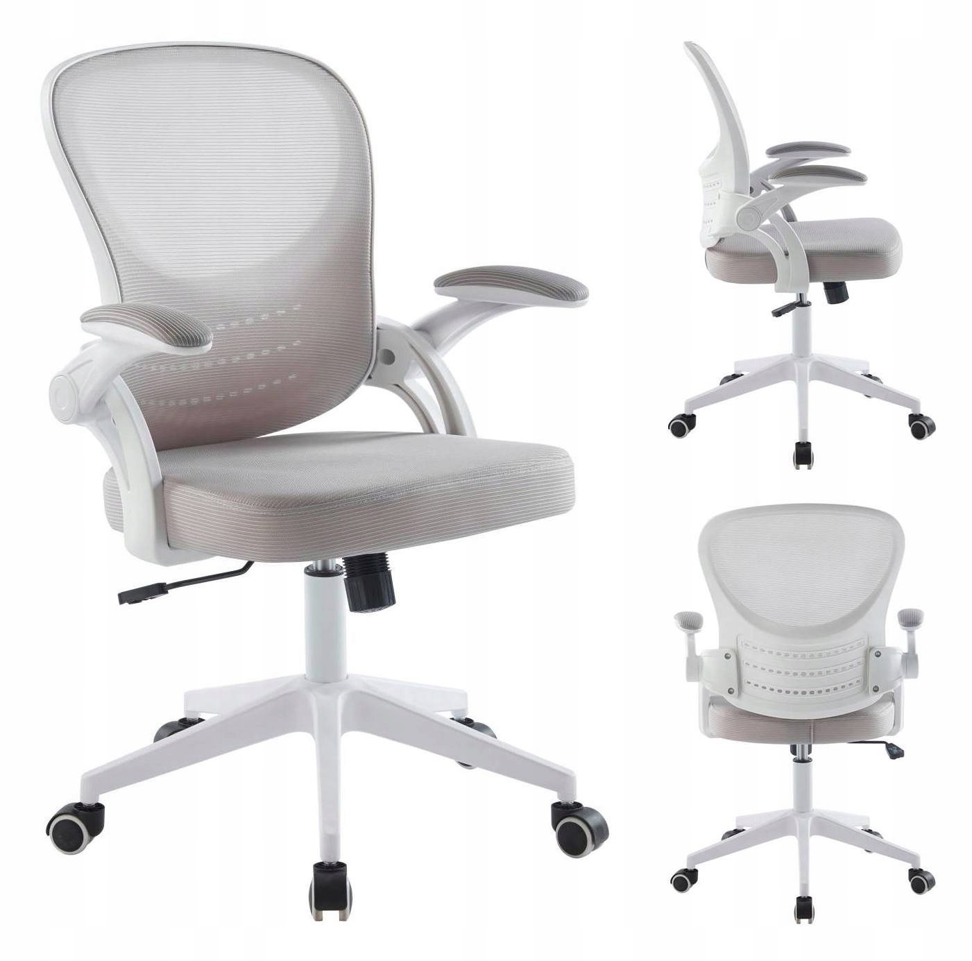 Krzesło Biurowe Felix Szare Obrotowe Siatkowe dla Młodzieży Fotel do 110 kg