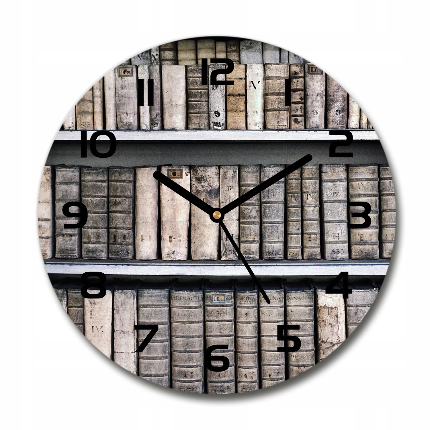 

Zegar szklany okrągły Półka na książki fi 30 cm