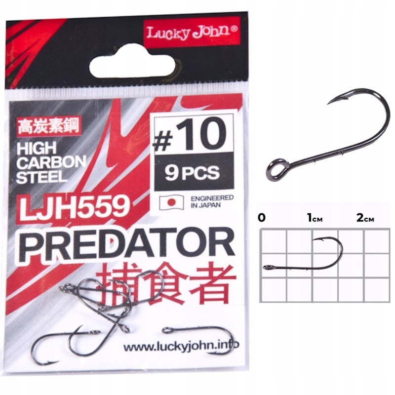 Haczyki Z Dużym Oczkiem Do Czeburaszki Lucky John Predator H559 Nr 10 9szt.