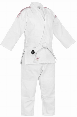 Judoga gi Adidas Club 350g kimono judo 140 cm z różowymi paskami