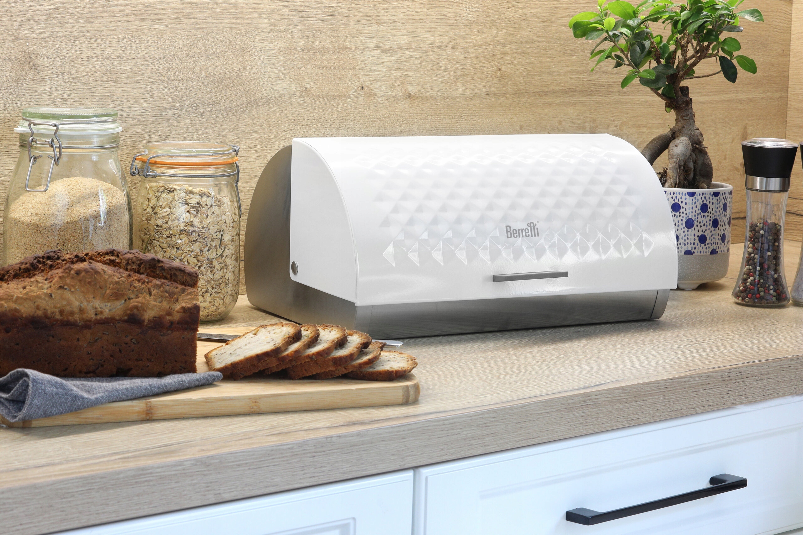 Berretti chlebak pojemnik na pieczywo chleb bułki Kolor biały