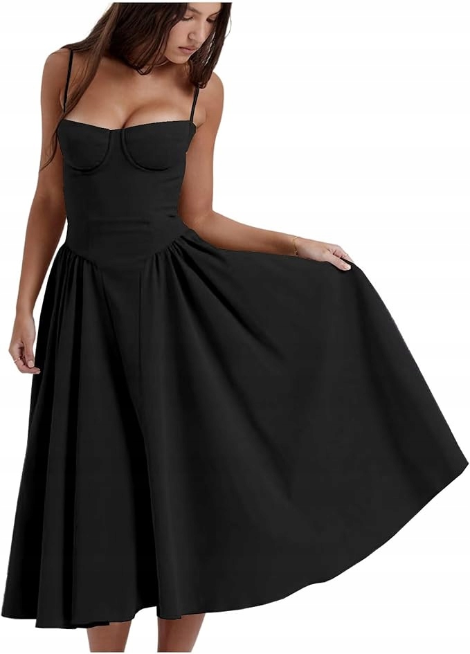 Dlouhá Šaty na ramínkách, černá, oslava, velikost S